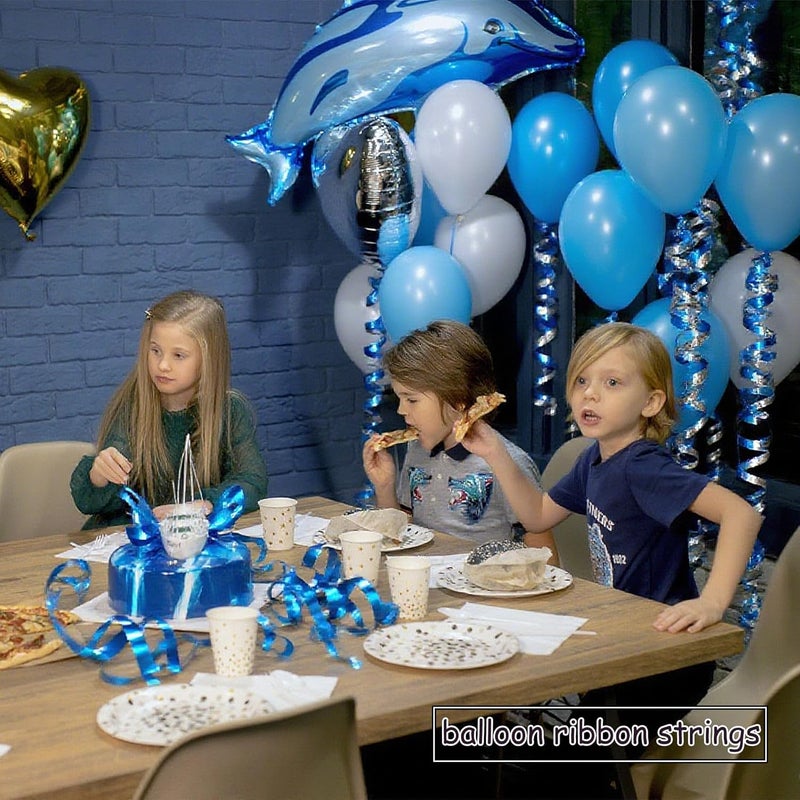 BEISHIDA Blue and Silver Curling Ribbons Balloon String Ribbons - 2 Pack 100 Yards for Gift Warppping Birthday Bachelor Winter Holiday Party Decorations - Image 5